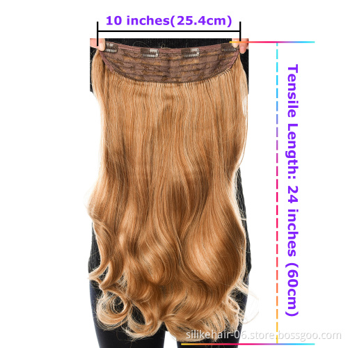Wholesale Soft 24 inch Heat Resistant Fiber 17 Colors 180g Wavy Clip in Hair Extension One Piece Synthetic Hair Extensions